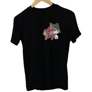 Tom & Jerry Women's XXS Shirt Black 2-Sided Graphic CartoonT-Shirt-397